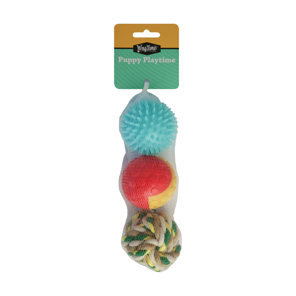 WagTime - Puppy Textured Ball Trio (6.5cm)