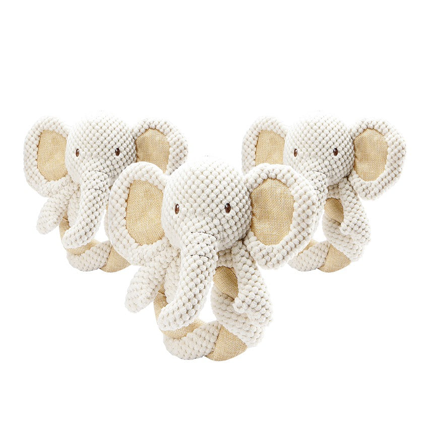 Tough Hemp Elephant Twist Dog Toy: Fun Squeaker, Mentally & Physically Stimulates, Large Hemp Rope Body for Chewing, Tough Hemp for Play & Fetch, Non-Toxic, Cleans Teeth, Variety of Textures, for Pets