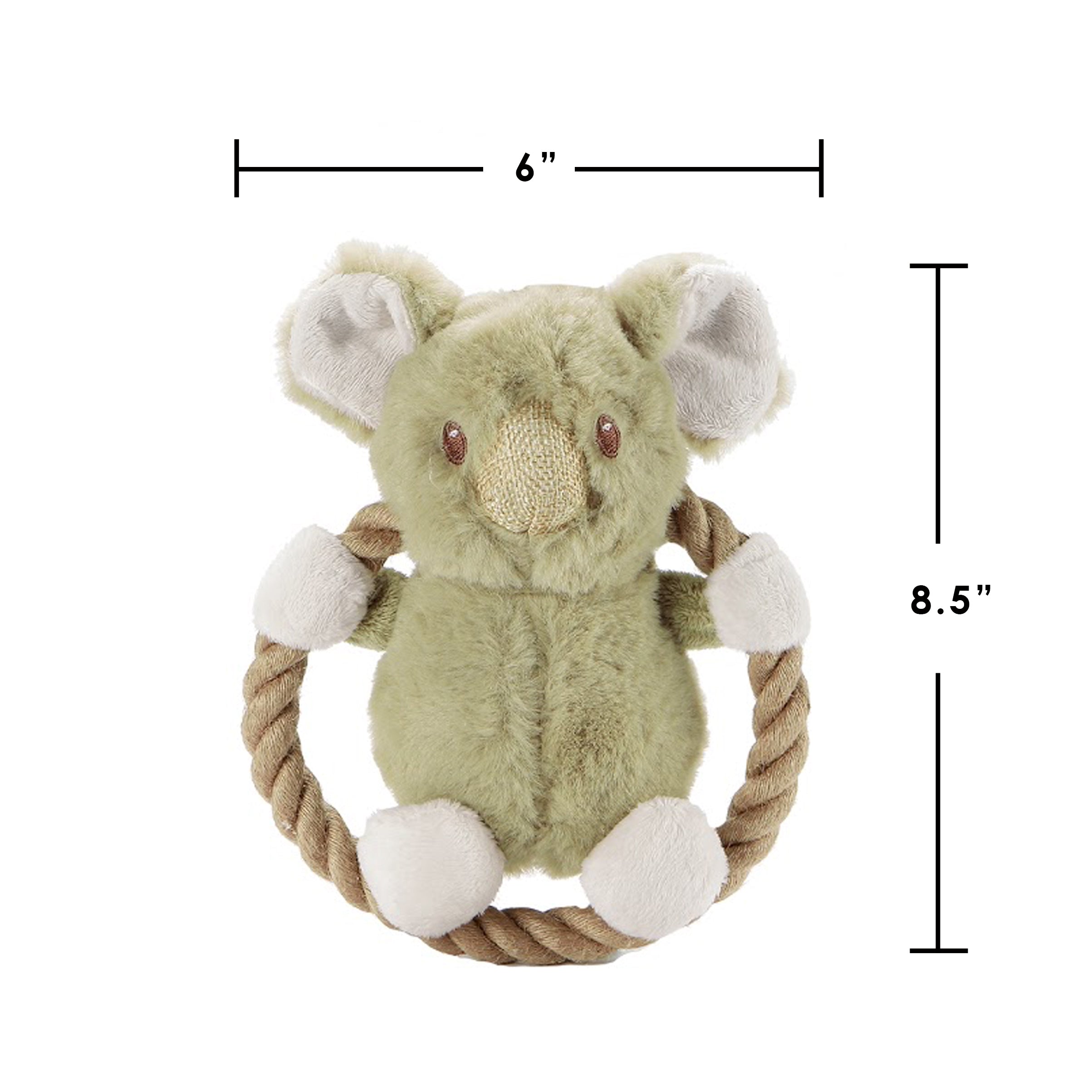 Hula Hemp Rope Koala Dog Toy: Fun Squeaker in Head, Stimulates Pets Mentally & Physically, Tough Hemp Rope for Holding, Fetching, & Tug of War, Non-Toxic, Cleans Teeth, Variety of Textures, for Pets