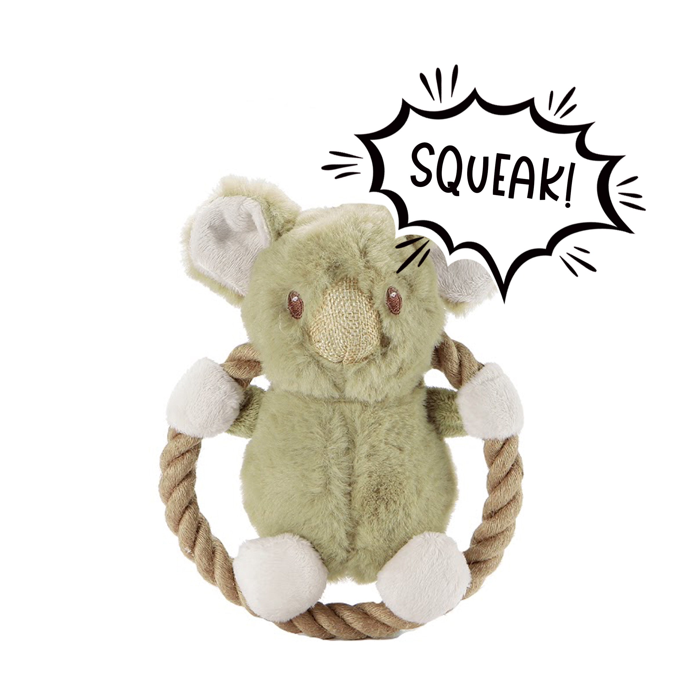 Hula Hemp Rope Koala Dog Toy: Fun Squeaker in Head, Stimulates Pets Mentally & Physically, Tough Hemp Rope for Holding, Fetching, & Tug of War, Non-Toxic, Cleans Teeth, Variety of Textures, for Pets