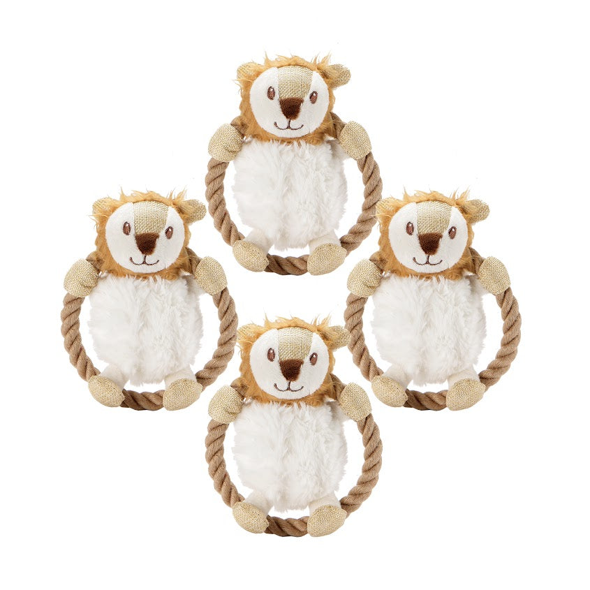 Hula Hemp Rope Lion Dog Toy: Fun Squeaker in Head, Stimulates Pets Mentally & Physically, Tough Hemp Rope for Holding, Fetching, & Tug of War, Non-Toxic, Cleans Teeth, Variety of Textures, for Pets