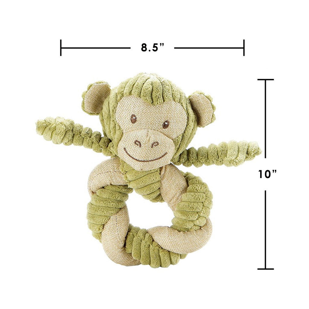 Hemp Monkey Twist Dog Toy, Fun Squeaker in Head, Stimulates Pets Mentally & Physically, Cute Twisted Body with Hemp, Tough Hemp Rope for Chewing & Fetching, Non-Toxic, Cleans Teeth, Variety of Textures, for Pets