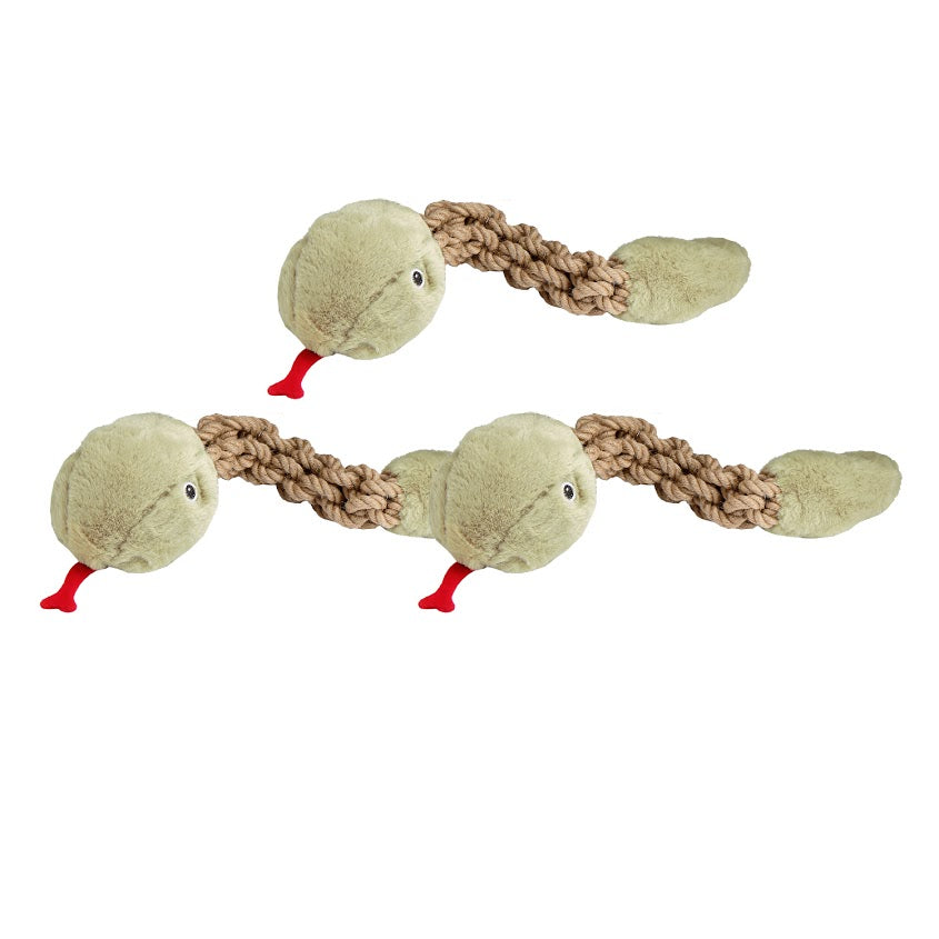 Tough Hemp Rattlesnake Dog Toy: Non-Toxic, Squeaky & Crinkly, Mentally & Physically Stimulating for Chewing & Fetching, Durable Hemp Rope for Dental Cleaning & Gum Massage, Perfect for Chewers & Destructive Pets