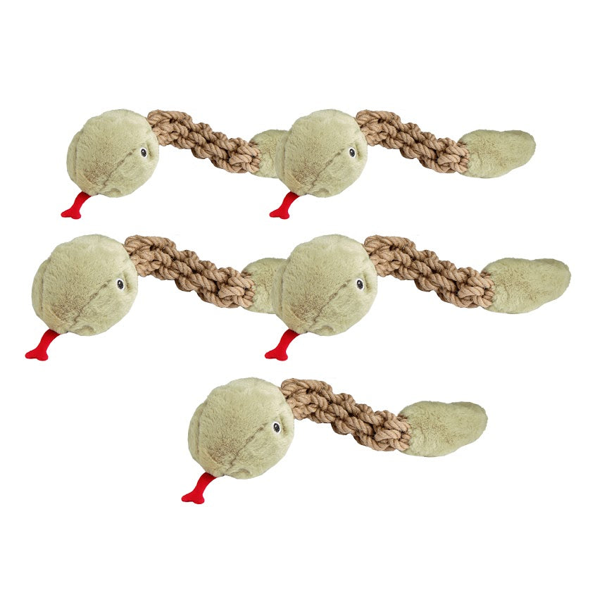 Tough Hemp Rattlesnake Dog Toy: Non-Toxic, Squeaky & Crinkly, Mentally & Physically Stimulating for Chewing & Fetching, Durable Hemp Rope for Dental Cleaning & Gum Massage, Perfect for Chewers & Destructive Pets