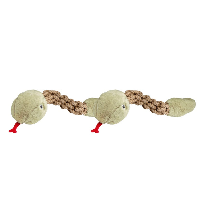 Tough Hemp Rattlesnake Dog Toy: Non-Toxic, Squeaky & Crinkly, Mentally & Physically Stimulating for Chewing & Fetching, Durable Hemp Rope for Dental Cleaning & Gum Massage, Perfect for Chewers & Destructive Pets