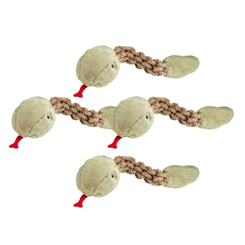 Tough Hemp Rattlesnake Dog Toy: Non-Toxic, Squeaky & Crinkly, Mentally & Physically Stimulating for Chewing & Fetching, Durable Hemp Rope for Dental Cleaning & Gum Massage, Perfect for Chewers & Destructive Pets