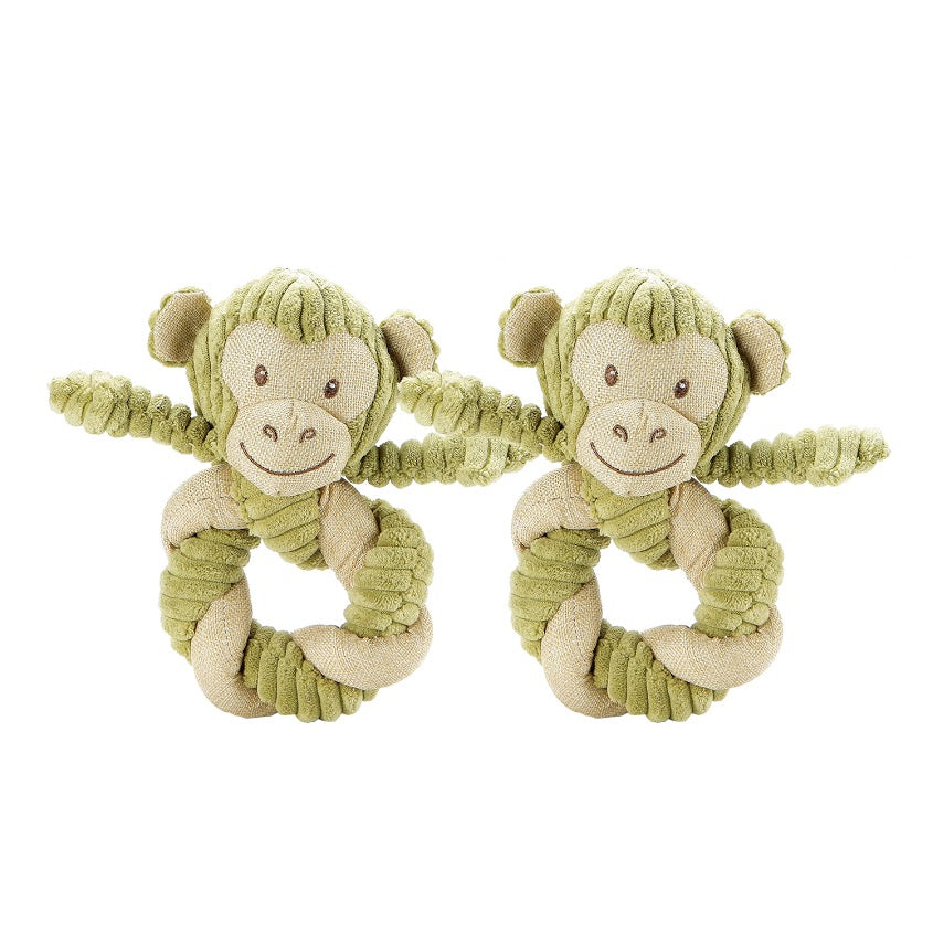 Hemp Monkey Twist Dog Toy, Fun Squeaker in Head, Stimulates Pets Mentally & Physically, Cute Twisted Body with Hemp, Tough Hemp Rope for Chewing & Fetching, Non-Toxic, Cleans Teeth, Variety of Textures, for Pets