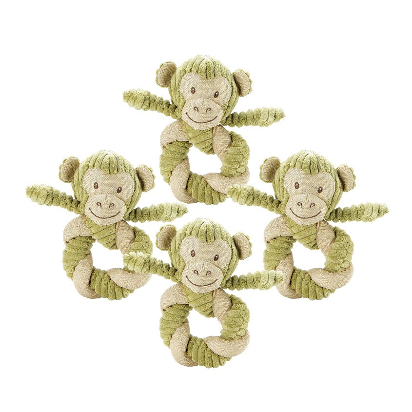 Hemp Monkey Twist Dog Toy, Fun Squeaker in Head, Stimulates Pets Mentally & Physically, Cute Twisted Body with Hemp, Tough Hemp Rope for Chewing & Fetching, Non-Toxic, Cleans Teeth, Variety of Textures, for Pets